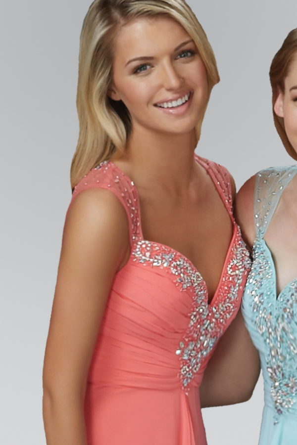 Long Sleeeveless Chiffon Prom Formal Dress