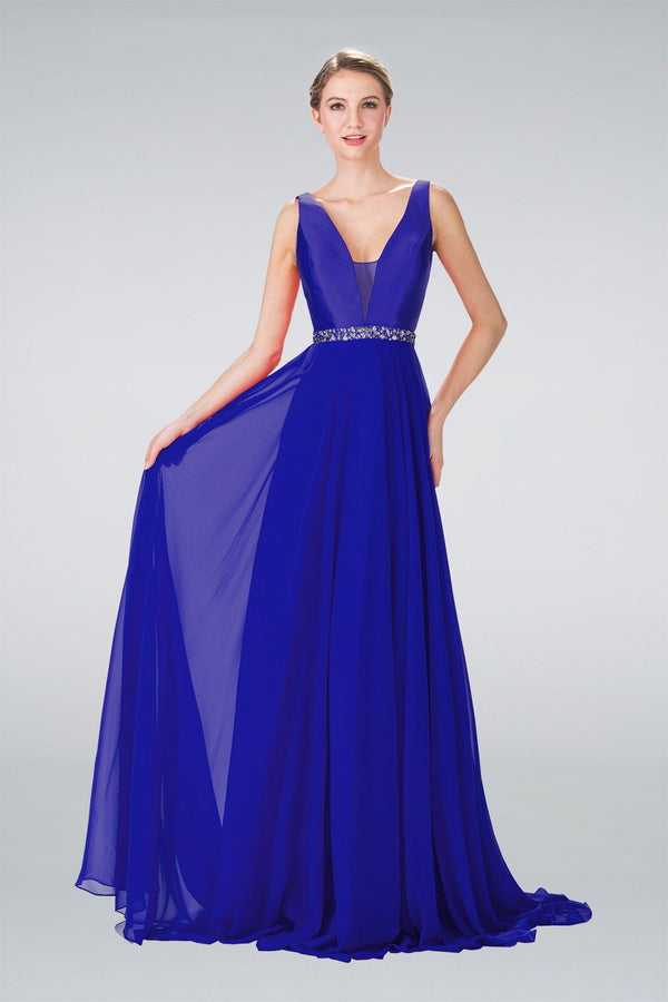 Prom Long Formal Sleeveless V-Neck Evening Gown