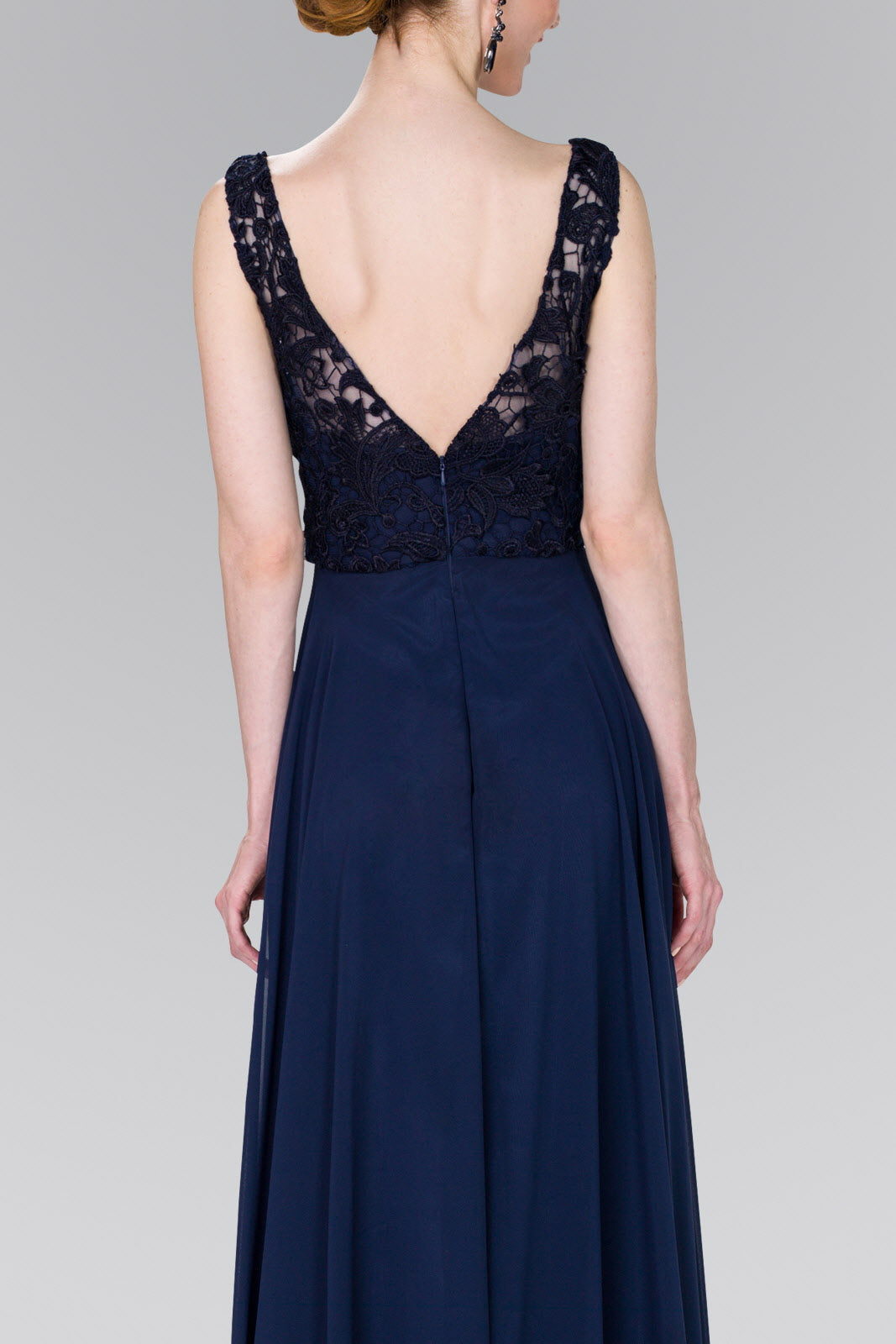 Lace Top Chiffon Long Formal Dress