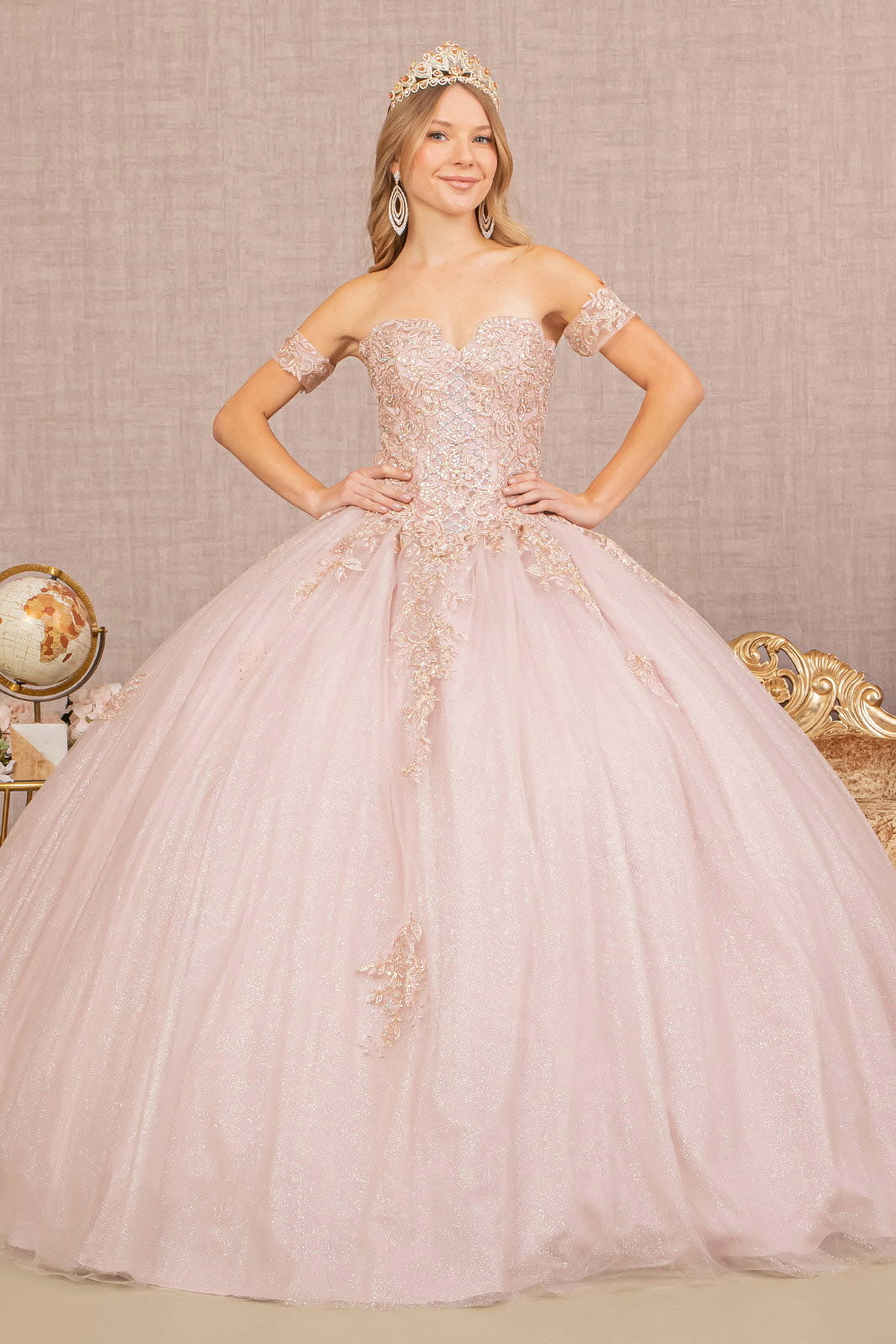Off Shoulder Sweet 16 Quinceanera Ball Gown - The Dress Outlet Elizabeth K Mauve