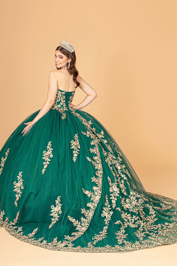 Black Ball Gown Strapless Embroidery Quinceanera Dress