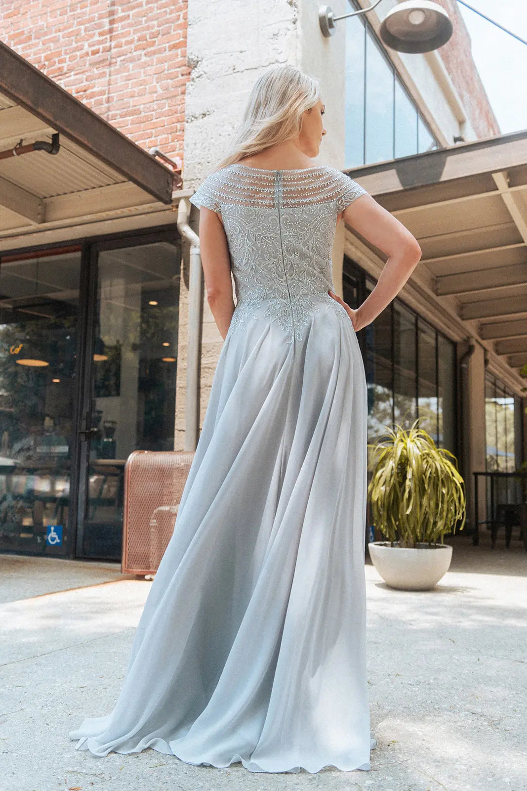 GLS GL3065 Long Mother of the bride Dress Silver
