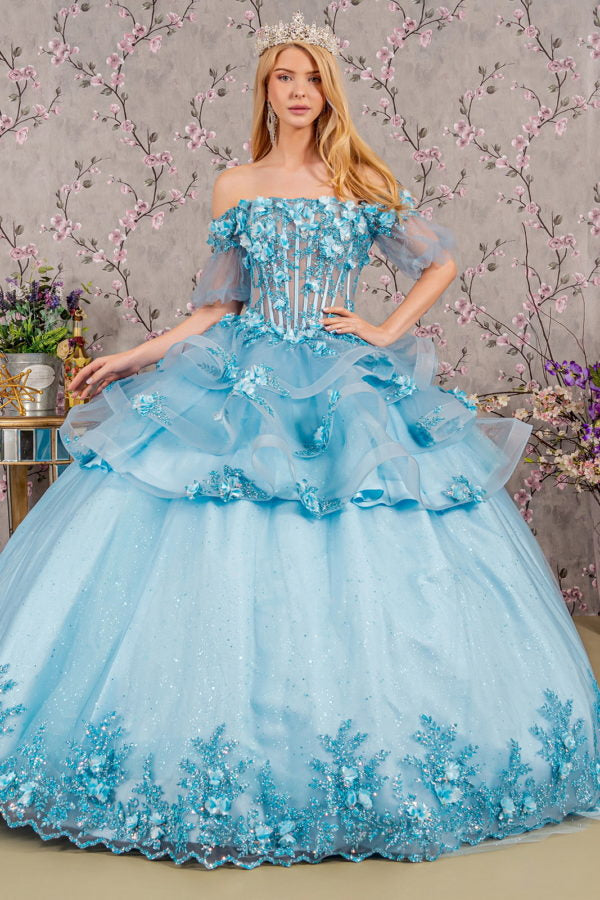 Quinceniera Dresses Ruffle Skirt Quinceanera Ball Gown Baby Blue