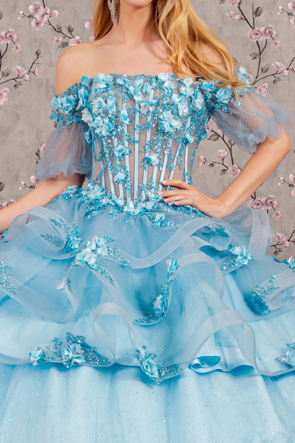 Quinceniera Dresses Ruffle Skirt Quinceanera Ball Gown Baby Blue