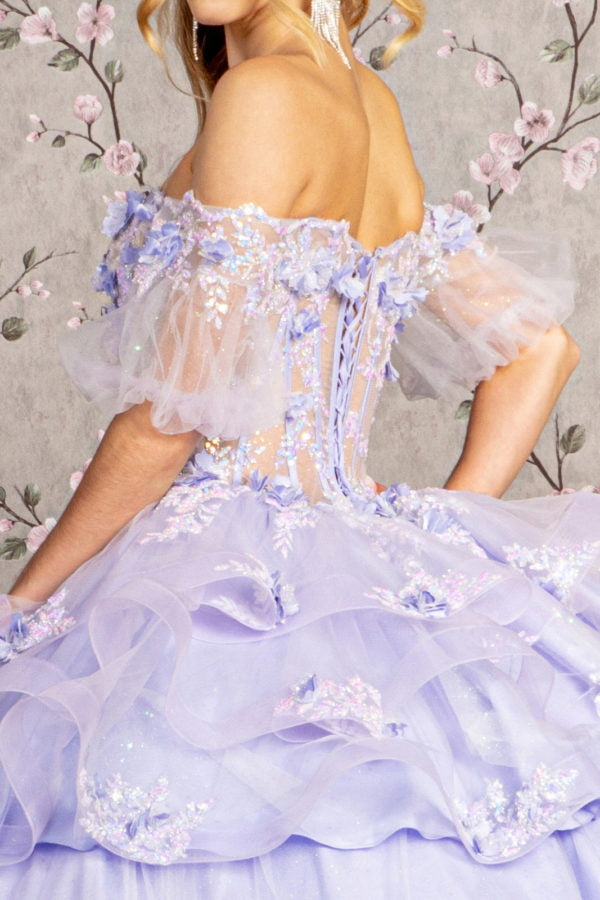 Lilac Gorgeous Tulle Appliques Quinceanera Dress Ball Gown,DP970