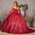 Quinceniera Dresses Glitter Detachable Side Drapes Quinceanera Ball Gown Burgundy