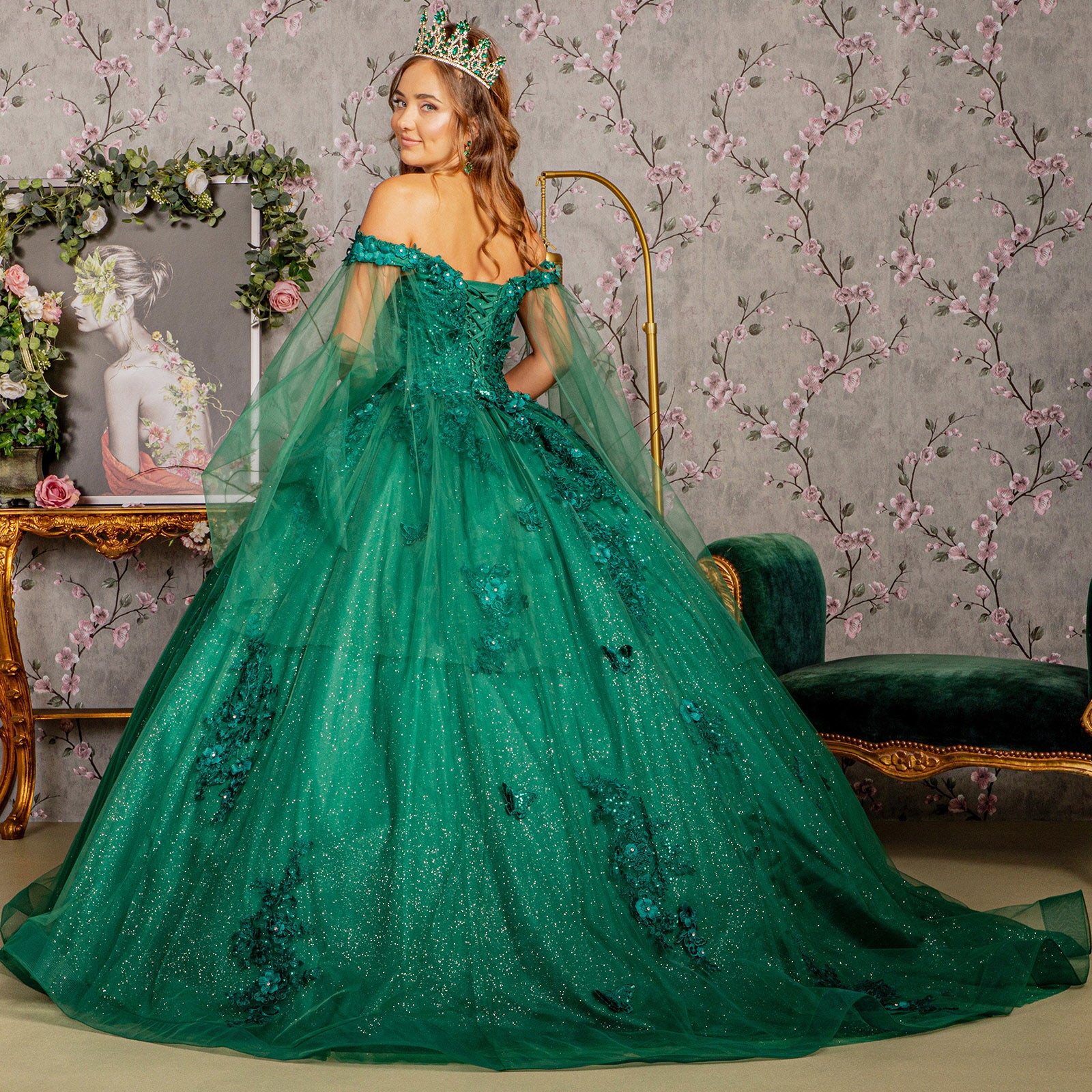 Long Quinceanera Dress Glitter Ball Gown