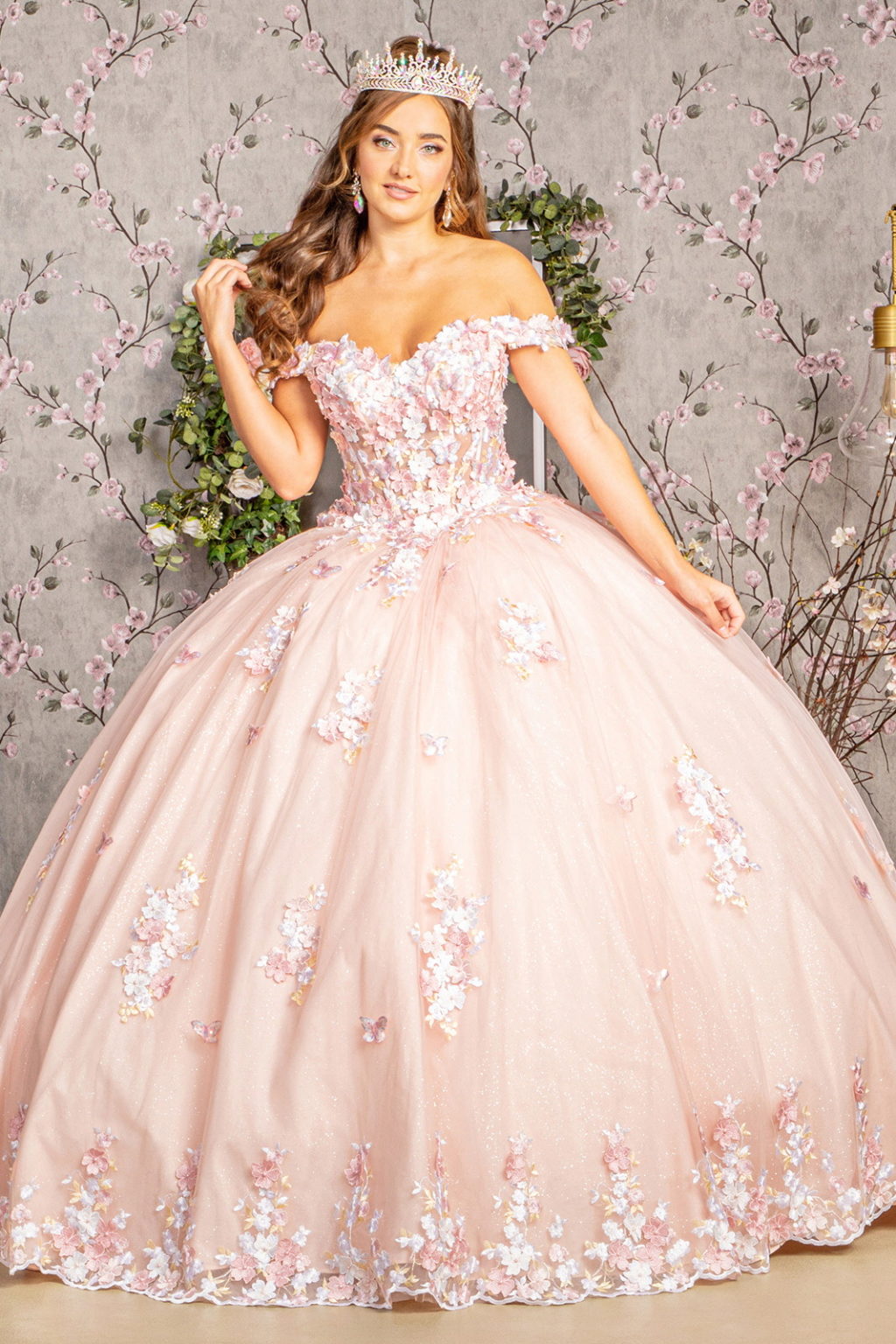 Long Quinceanera Dress Sweet 16 Ball Gown - Blush / M Long Quinceanera Dress Sweet 16 Ball Gown - Blush / M