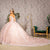 Quinceniera Dresses Applique Jewel Quinceanera Long Tail Ball Gown Blush