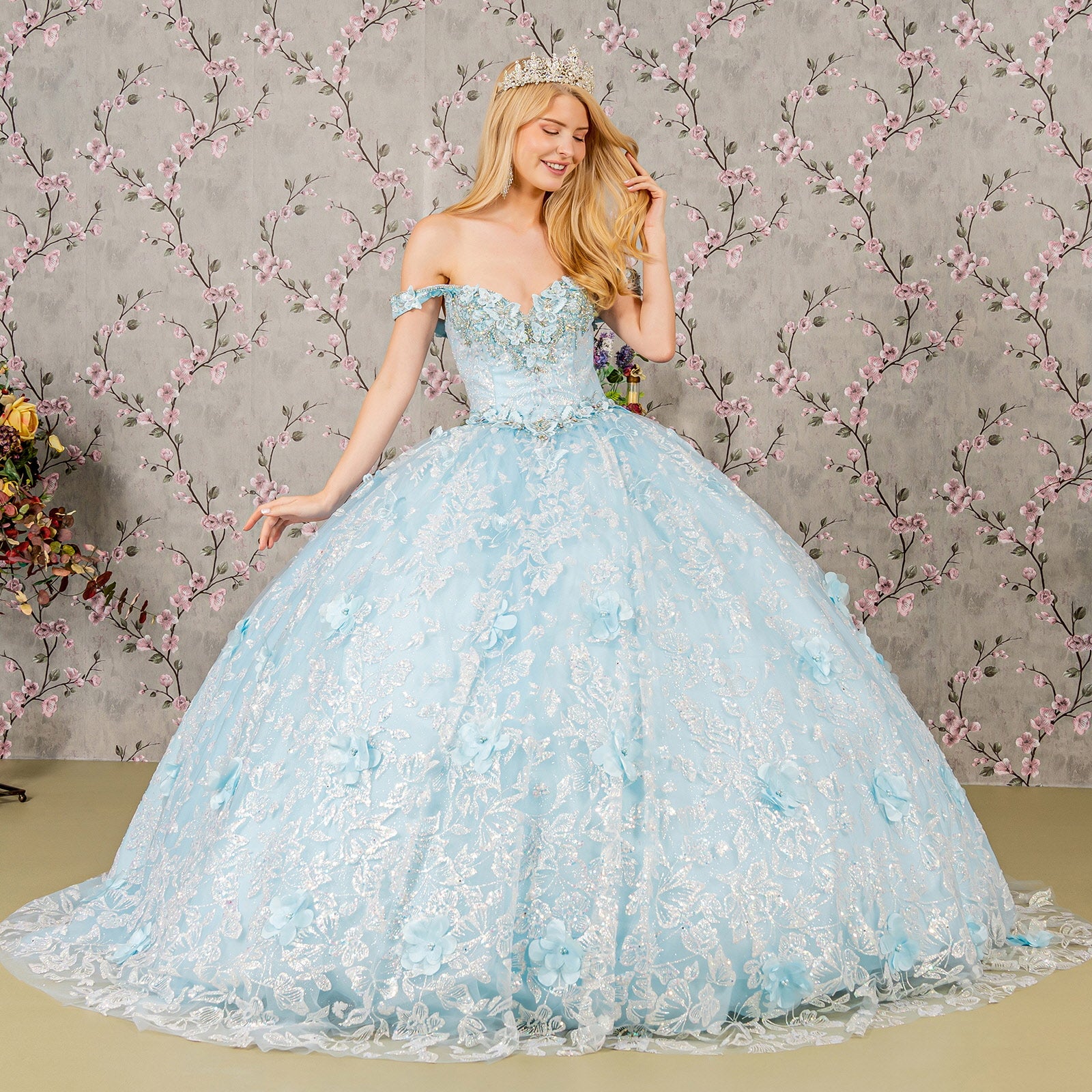 Quinceniera Dresses Sequin Quinceanera Ball Gown Baby Blue