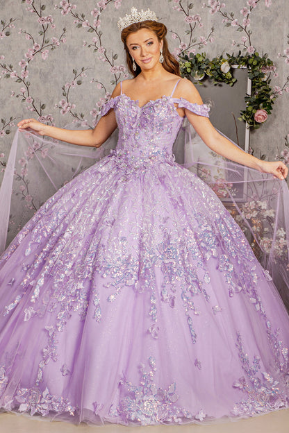 Quinceniera Dresses Detachable Back Drape Quinceanera Ball Gown Lavender