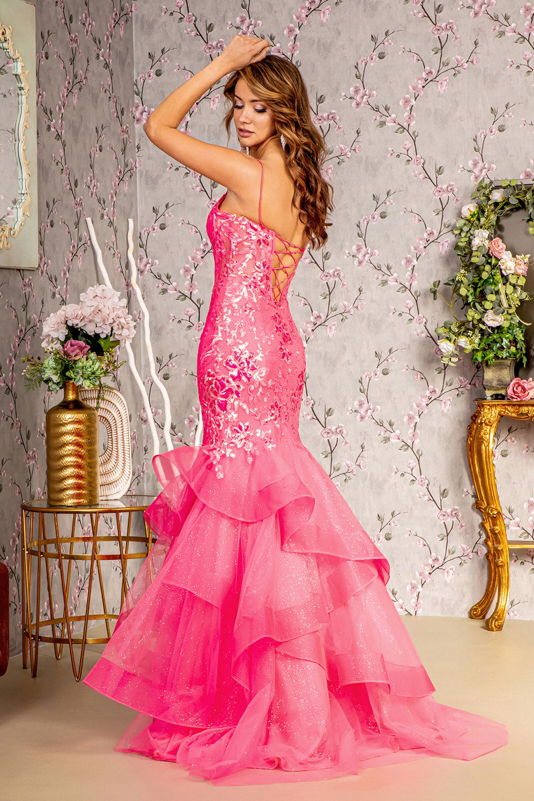 Hot Pink Long Formal Glitter Evening Prom Gown for $389.0 – The Dress