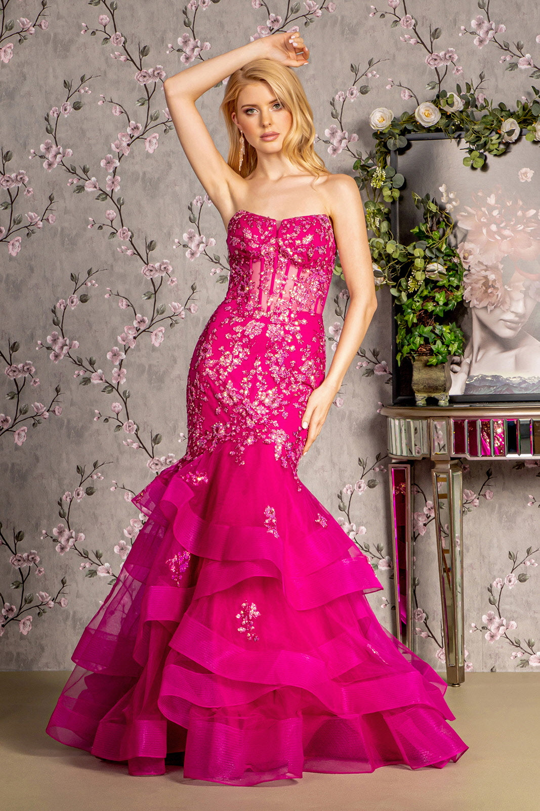 Magenta Long Fitted Formal Evening Prom Dress for $369.99 – The Dress Outlet