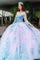 Quinceniera Dresses Long 3D Floral Applique Sweet 16 Quinceanera Dress Lilac/Blue