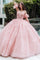 Quinceniera Dresses Long Ball Gown Glitter Print Sweetheart Quinceanera Dress Blush