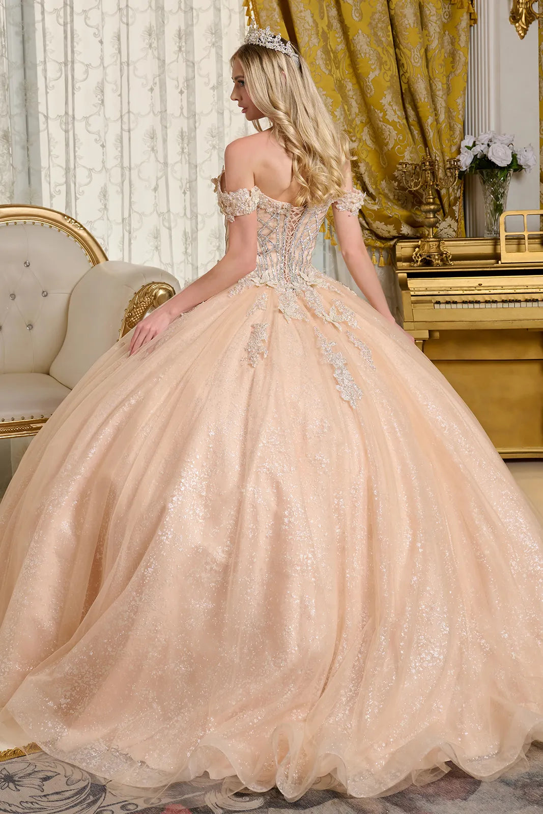 Long Ball Gown Sweet 16 Sequin Quinceanera Dress