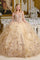 Quinceniera Dresses Ball Gown Long Ruffle Sequin Quinceanera Dress Champagne