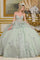 Quinceniera Dresses Sweet 16 Long Ball Gown Metallic Quinceanera Dress Grey Green