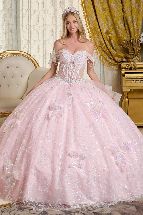 Ball Gown Long Glitter Quinceanera Sequin Dress