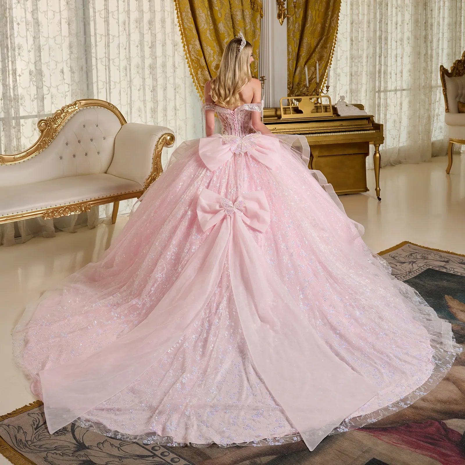Ball Gown Long Glitter Quinceanera Sequin Dress
