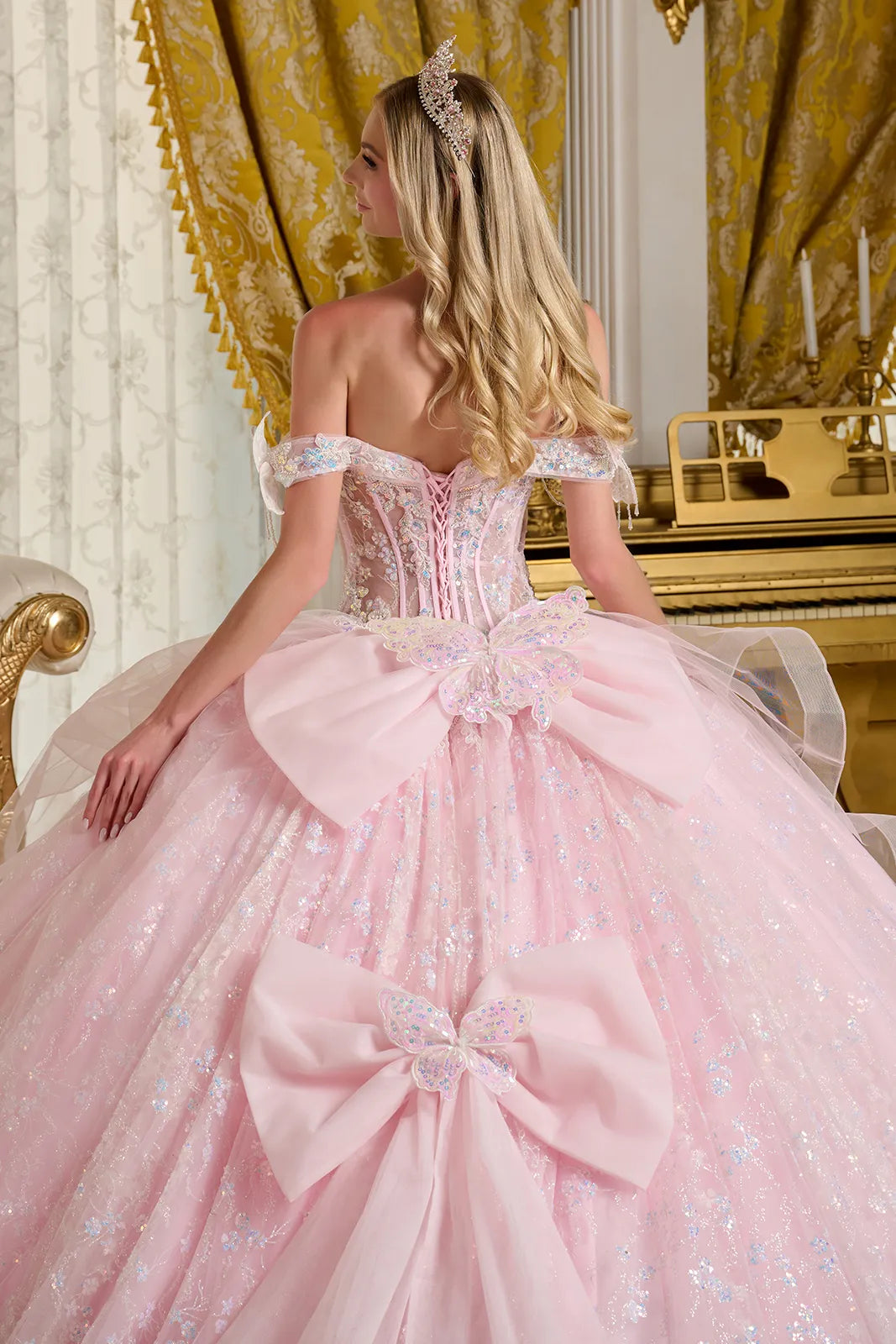 Ball Gown Long Glitter Quinceanera Sequin Dress