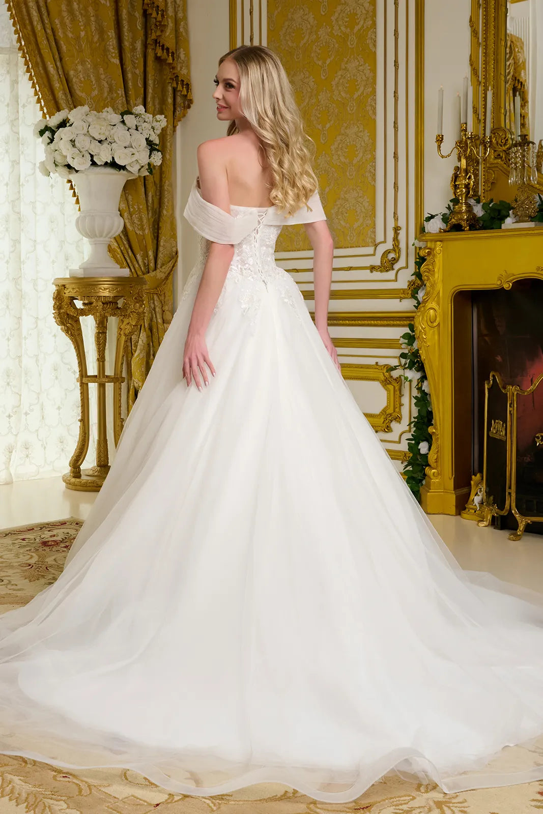 Long A Line Bridal Corset Wedding Dress