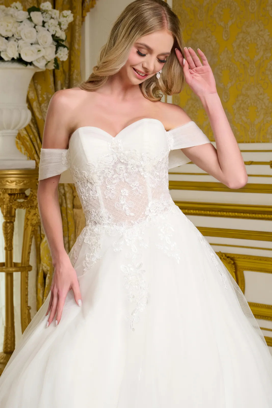 Long A Line Bridal Corset Wedding Dress