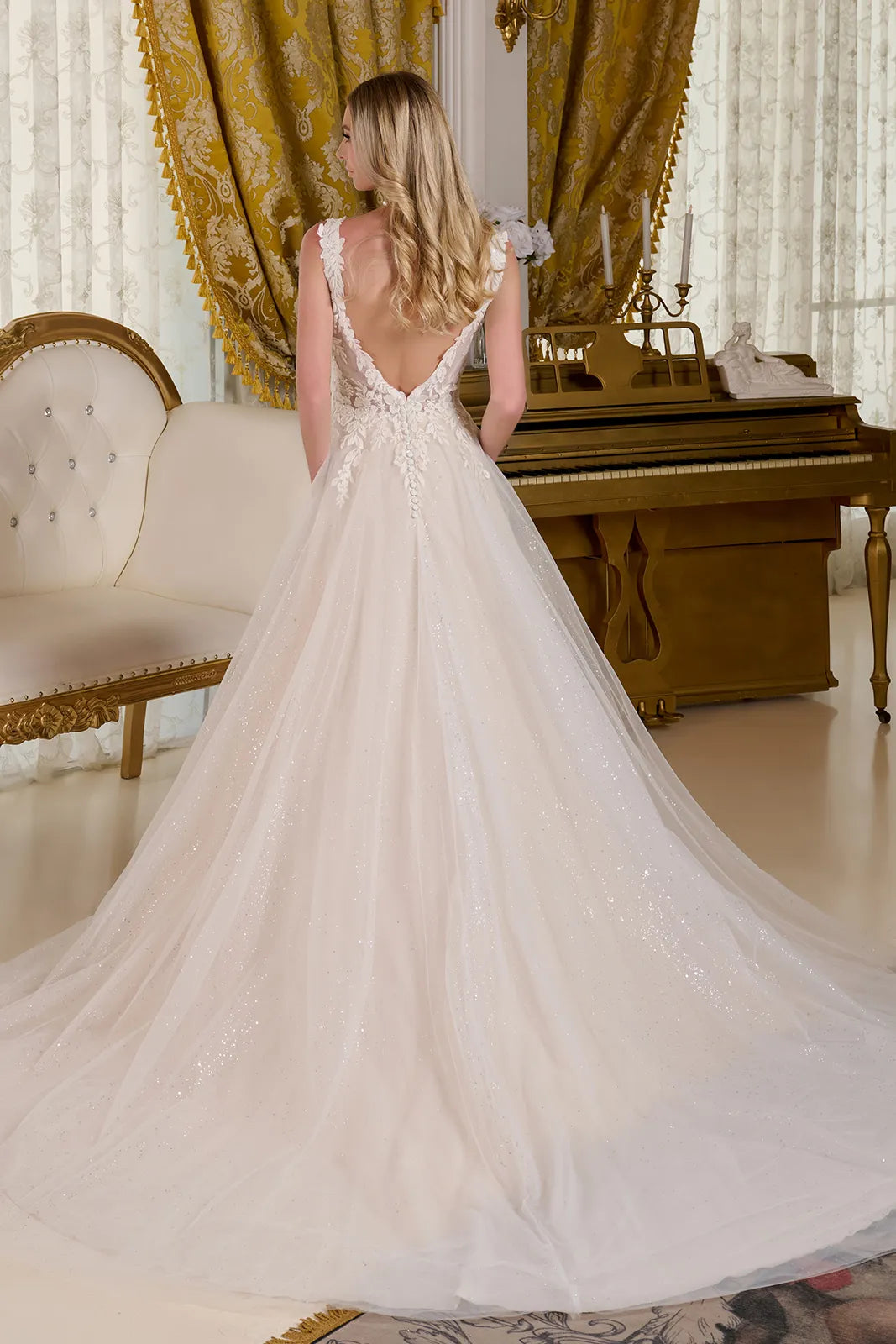 Glitter Long Bridal A Line Wedding Dress