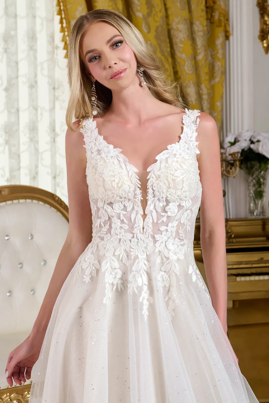 Glitter Long Bridal A Line Wedding Dress
