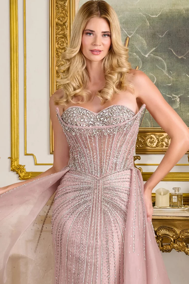 Prom Dresses  A Line Long Formal Beaded Prom Dress Dusty Rose
