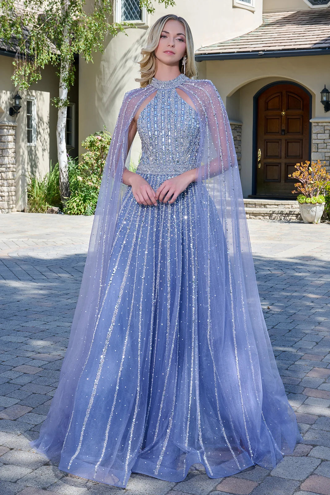 Formal Dresses Evening A Line Sequin Beaded Long Formal Dress Dusty Blue