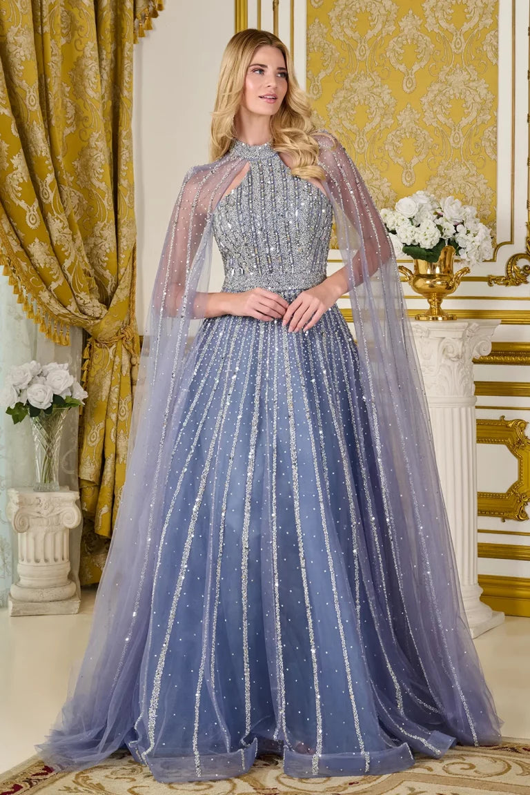 Formal Dresses Evening A Line Sequin Beaded Long Formal Dress Dusty Blue