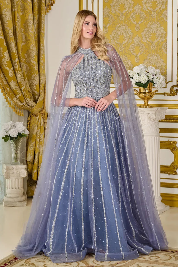 GLS GL3669 Evening A Line Sequin Beaded Long Formal Dress