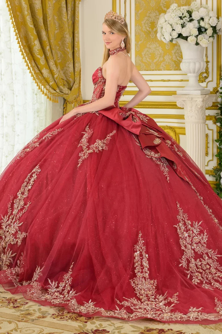 Quinceniera Dresses Ball Gown Long Glitter Beaded Sequin Quinceanera Dress Burgundy