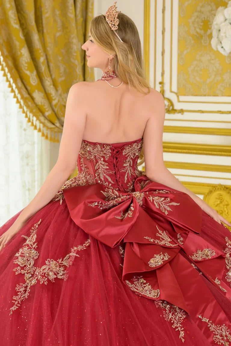 Quinceniera Dresses Ball Gown Long Glitter Beaded Sequin Quinceanera Dress Burgundy