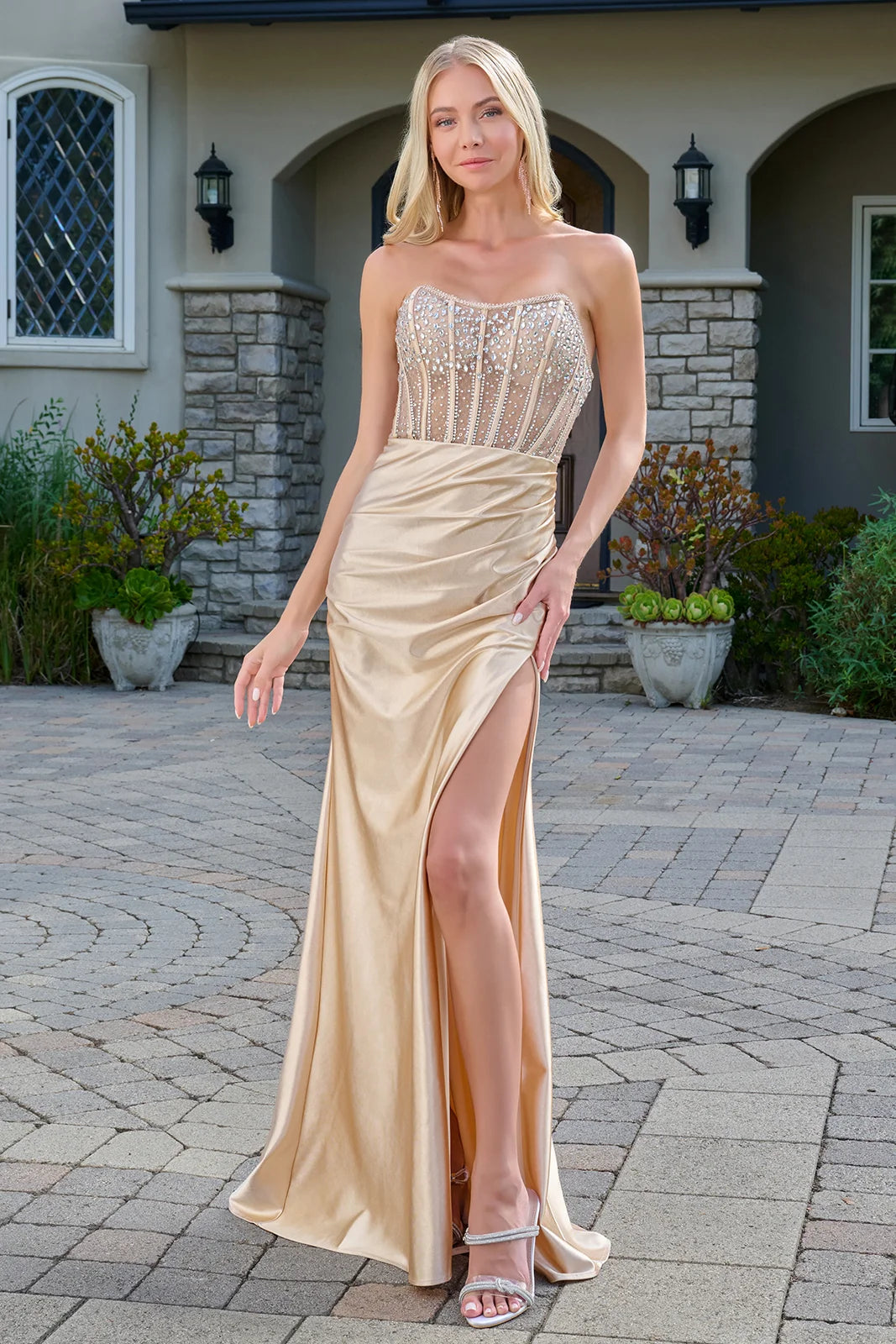 GLS GL3679 Long Formal Beaded Prom Dress