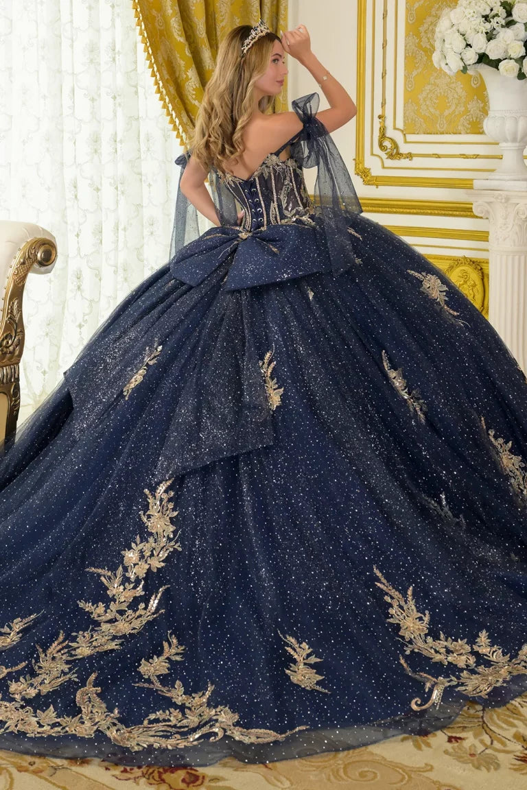 Quinceniera Dresses Sequin Ball Gown Beaded Long Quinceanera Dress Navy