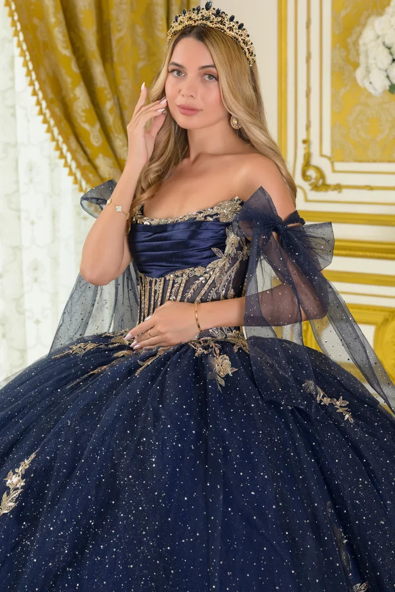Quinceniera Dresses Sequin Ball Gown Beaded Long Quinceanera Dress Navy