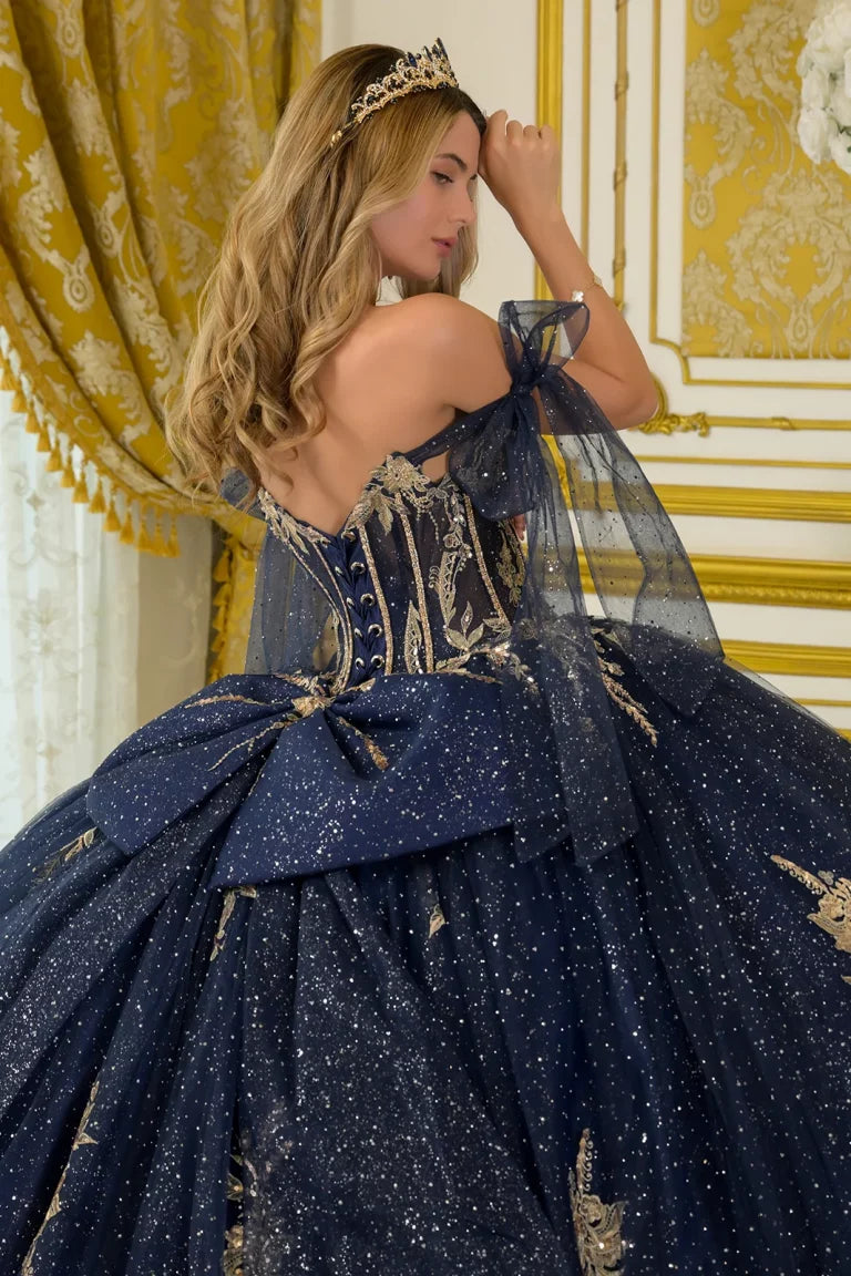 Quinceniera Dresses Sequin Ball Gown Beaded Long Quinceanera Dress Navy