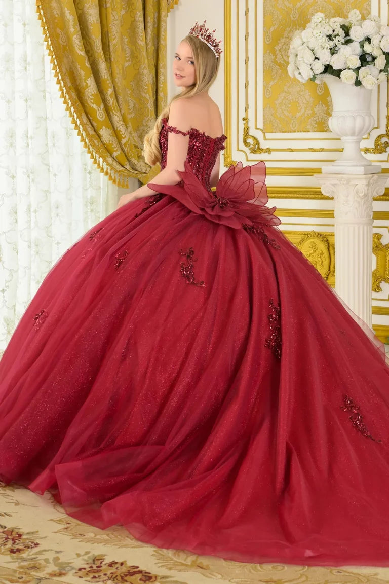 Quinceniera Dresses Long Ball Gown Beaded Sequin Quinceanera Dress Burgundy