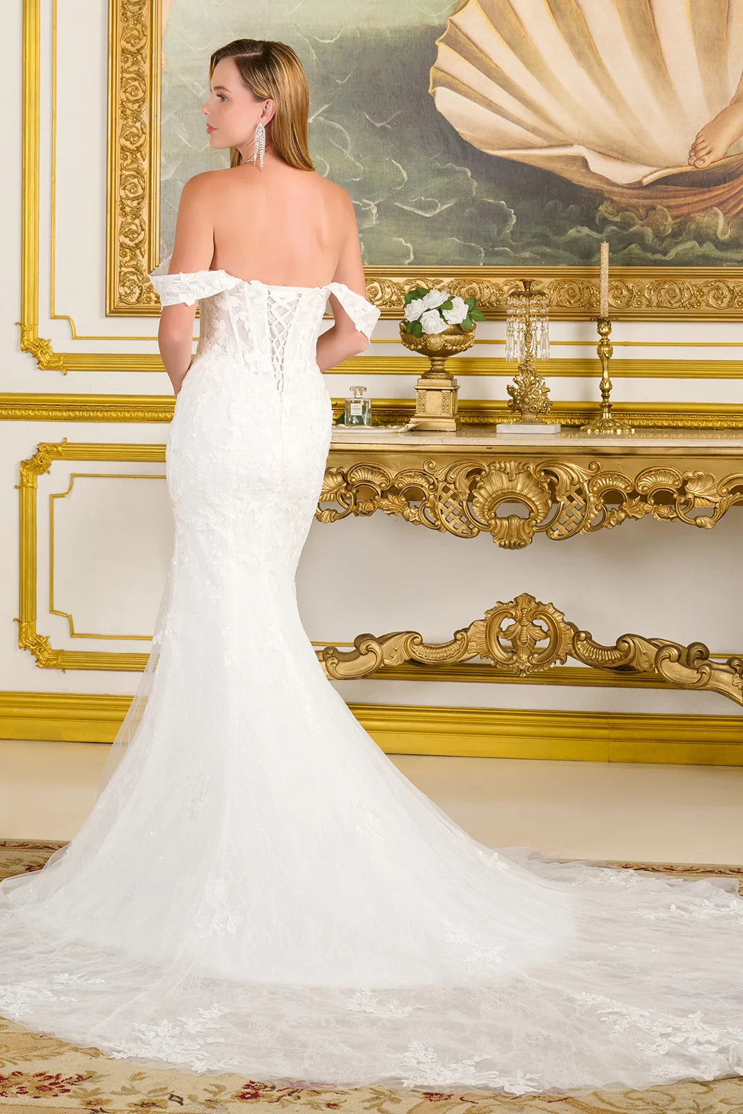 GLS GL3713 Long Corset Bridal Wedding Dress - Off White / 3XL