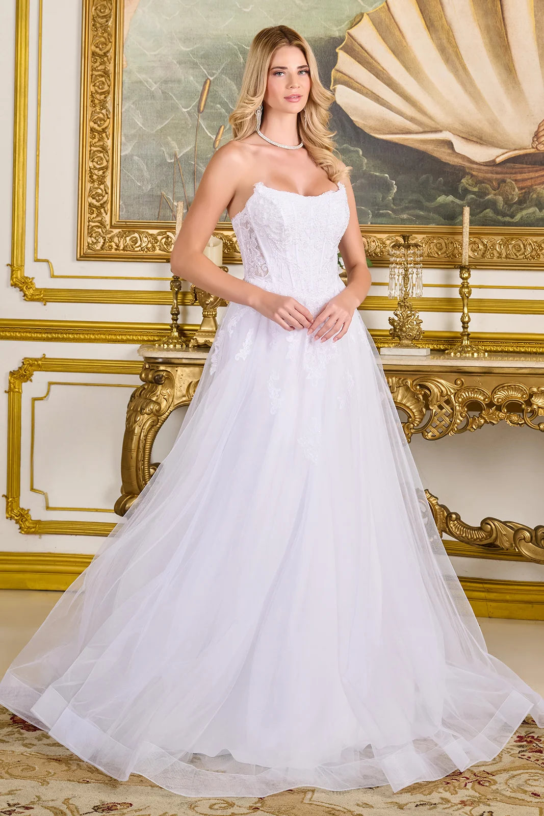 Wedding Dresses Long Floral Lace Corset Bridal A Line Wedding Dress Off White