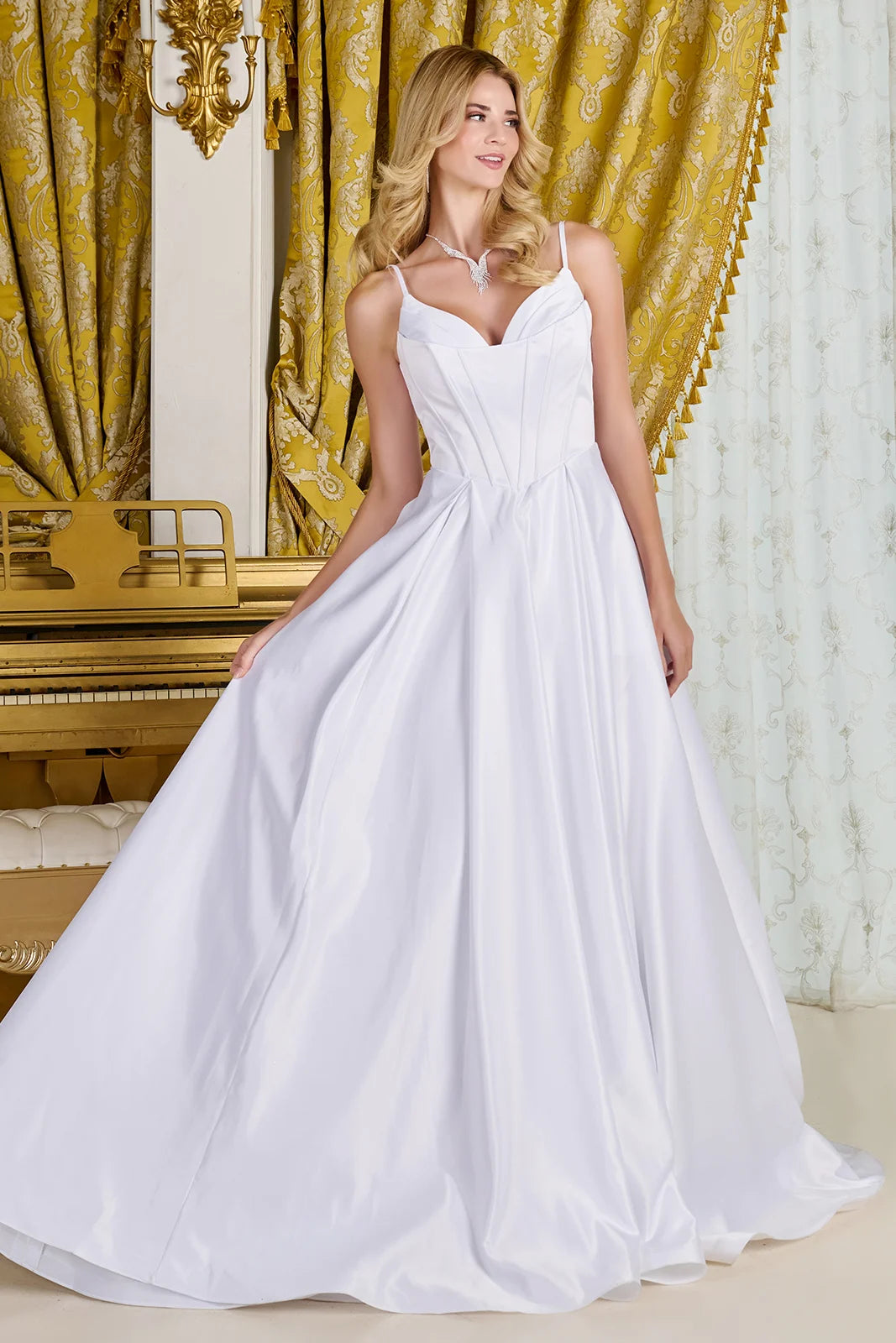 Wedding Dresses Long Corset A Line Bridal Wedding Dress Off White