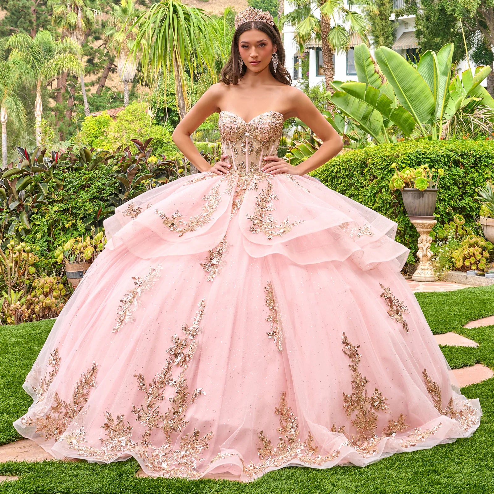 Strapless Ball Gown Quinceanera Dress by GLS 3724 in Blush