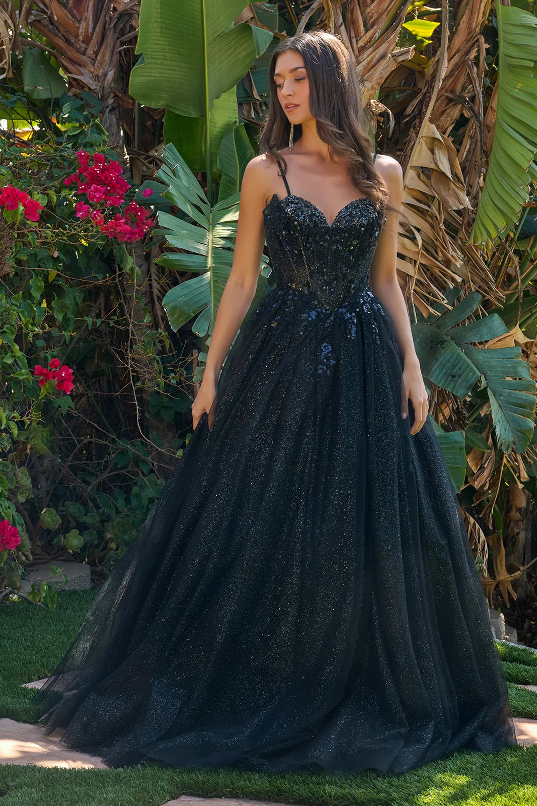 Sweetheart Ball Gown Sparkle Tulle Prom Dress by GLS 3750 in Black