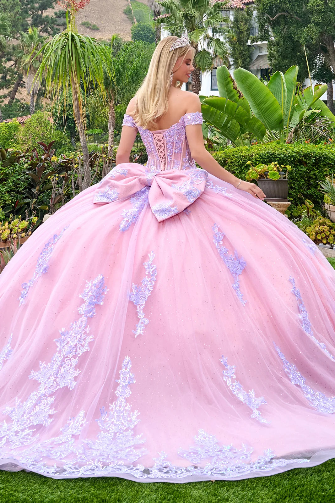Off-Shoulder Ball Gown Tulle Quinceanera Dress by GLS 3753 in Lilac