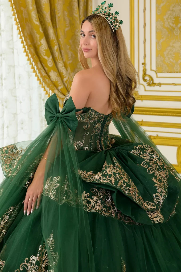 Quinceniera Dresses Corset Long Ball Gown Glitter Quinceanera Dress Green