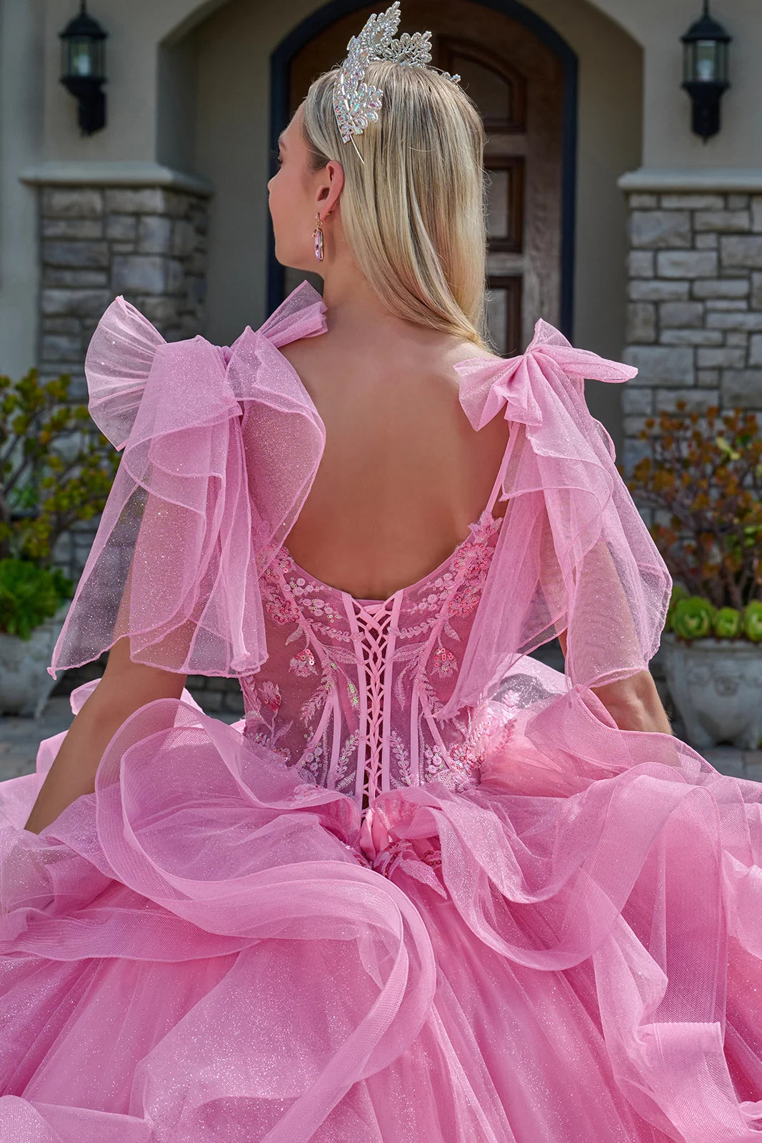 chinese dress ladies Beaded Lace Corset Wedding Dress with Glitter Euro Tulle Skirt main image 0