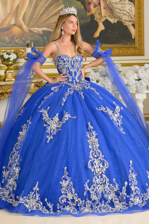 GLS GL3813 Sequin Beaded Long Quinceanera Ball Gown Corset Dress