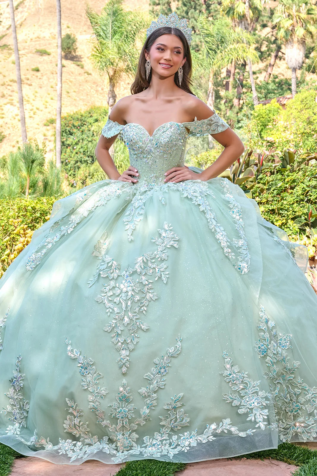 GLS GL3815 Glitter Beaded Corset Long Sequin Ball Gown Quinceanera Dress The Dress Outlet GLS GL3815 Glitter Beaded Corset Long Sequin Ball Gown Quinceanera Dress The Dress Outlet